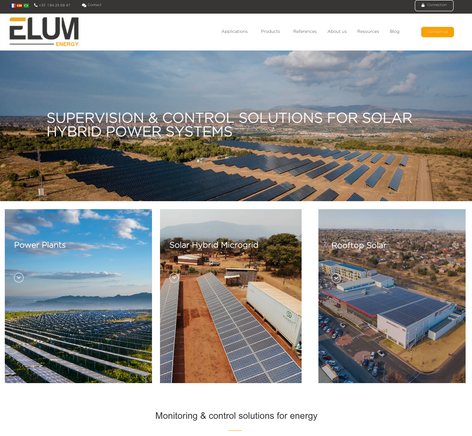 Ancienne page d’accueil du site Elum Energy, en anglais, avant la refonte